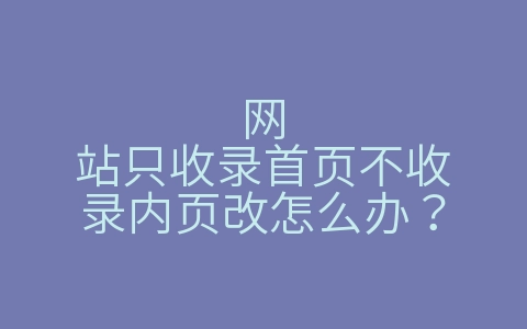 网站只收录首页不收录内页改怎么办？（网站只收录首页不收录内页改怎么办呀）