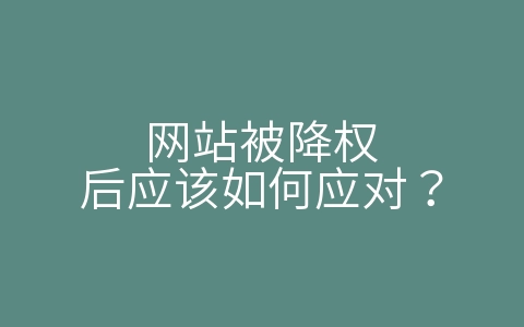 网站被降权后应该如何应对？（网站被降权后应该如何应对风险）