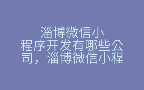 淄博微信小程序开发有哪些公司，淄博微信小程（济南微信小程序开发比较大的公司）